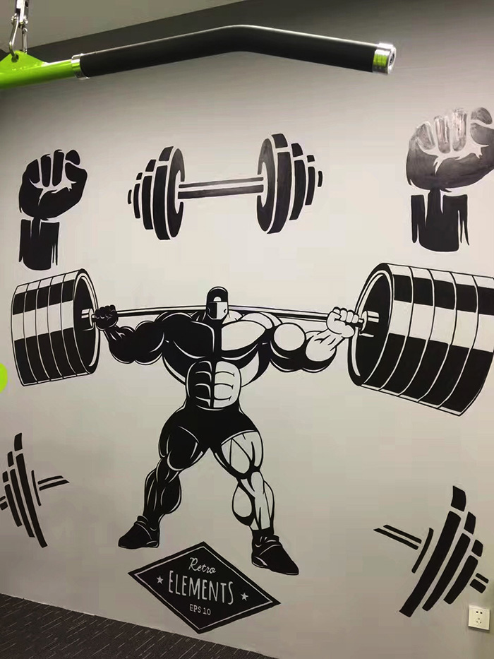 健身房运动器材墙绘设计方案