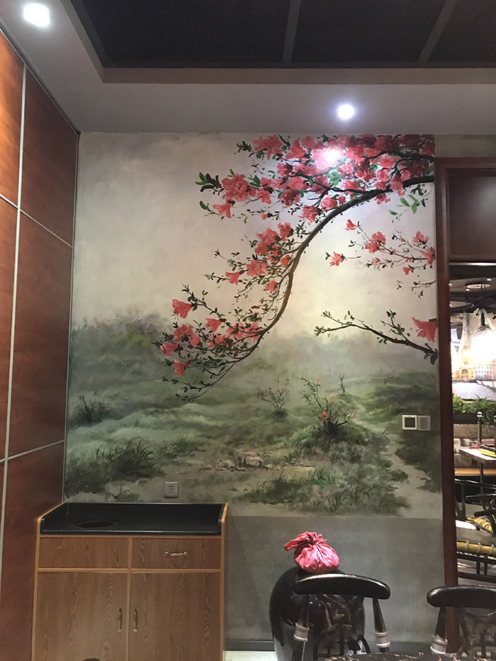 中式墙绘手绘主题中国国画文化