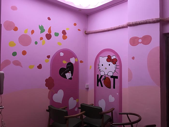 Hello Kitty室内卡通可爱创意主题墙绘