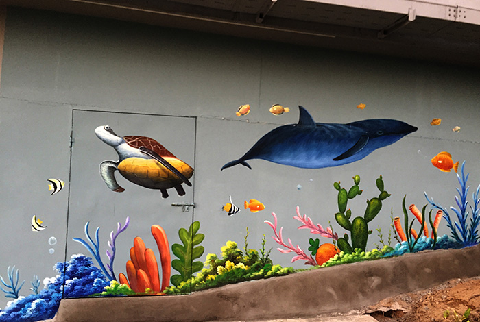 南沙地下商场海洋主题墙绘效果